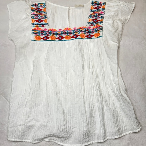 Blu Pepper size 1XL White Cap Sleeve Embellished Blouse - Picture 1 of 3